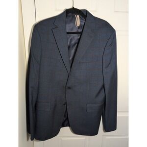 BEN SHERMAN mens blue red WINDOWPANE sport coat suit jacket blazer 42 R